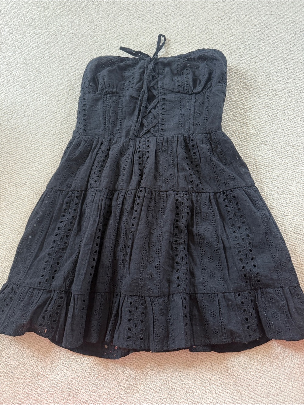 Edikted Black Eyelet Strapless Mini Dress